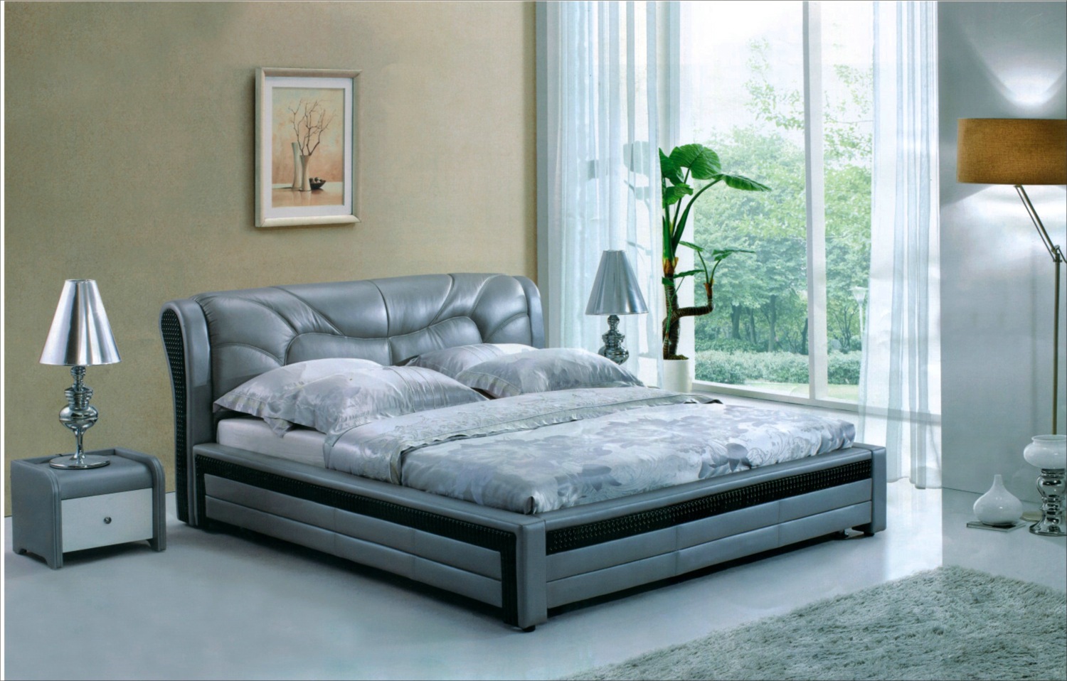 歐式優雅簡約時尚實用雙人軟體皮床圖片,歐式優雅簡約時尚實用雙人軟體皮床圖片大全,南康市鑫豪尚家具-